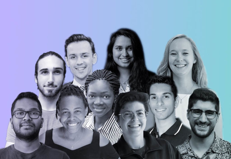 First row, left to right: Megnath Ramesh (Jordan Mathieson), Retsepile Sello (Clare Kiernan), Noah Debrincat, Daniel Dixon (Tifa Huang) Second row: Aidan Gomez (Vivienne Jaehn-Kreibaum), Onyinye Ofulue (Clare Kiernan), Chase Pelletier (Infiniti) Third row: Paul Albert-Lebrun, Vanessa Raponi (Jin Lee), Rachel Chase (Simon Fraser University)
