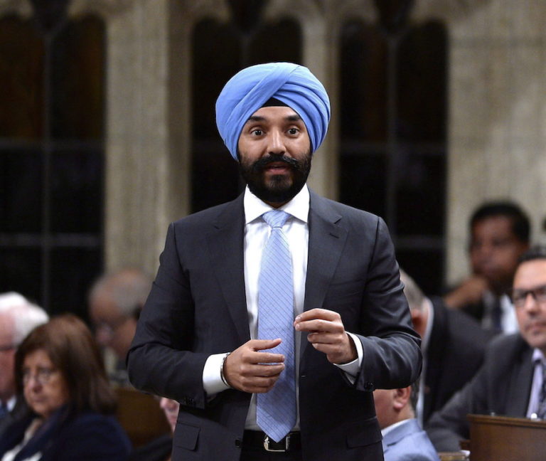 Minister of Innovation, Science and Economic Development Navdeep Bains rises during Question Period in the House of Commons on Parliament Hill in Ottawa on Monday, June 18, 2018. FILE. THE CANADIAN PRESS/Justin Tang