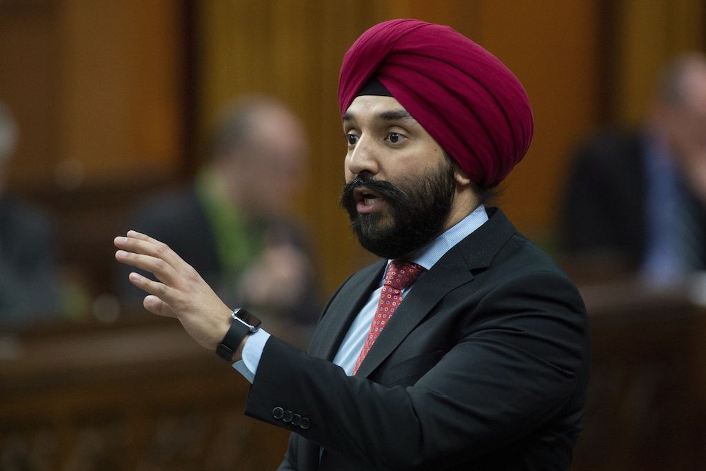 Innovation, Science and Economic Development Minister Navdeep Singh Bains responds to a question during Question Period in the House of Commons on April 1, 2019