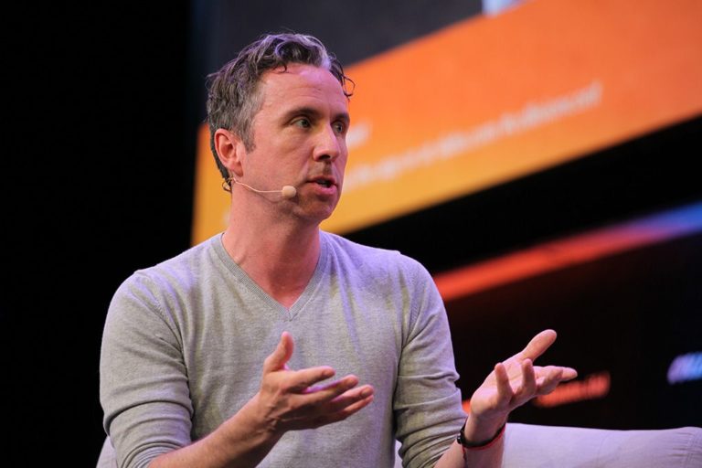 Frederic Lalonde, CEO of Hopper, speaks at the Collision conference in Toronto in May 2019