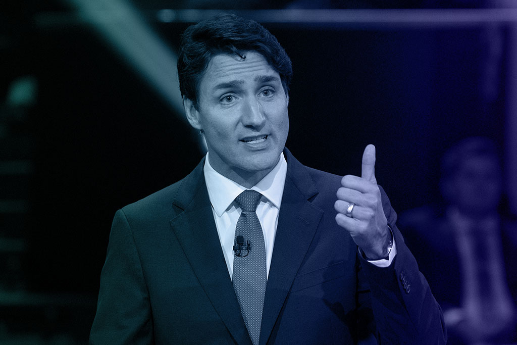 Liberal leader Justin Trudeau speaking in the the French language leaders' debate in Gatineau, Que. in October 2019