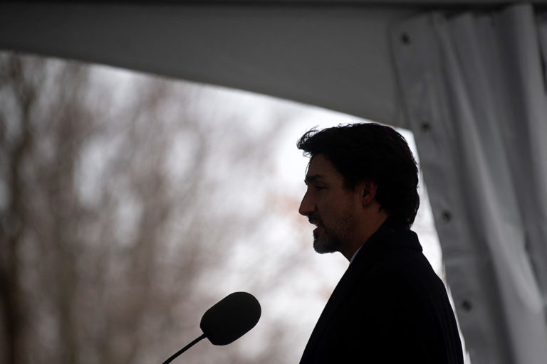 Prime Minister Justin Trudeau speaks about the federal government’s response to the COVID-19 outbreak, in Ottawa in March 2020.