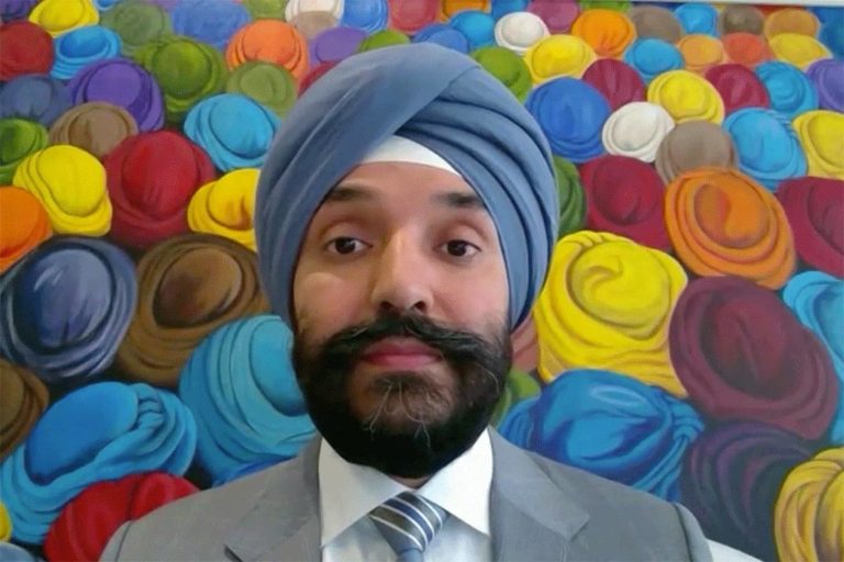 Innovation Minister Navdeep Bains testifies at a virtual meeting of the House of Commons Standing Committee on Innovation, Science and Technology in April 2020.