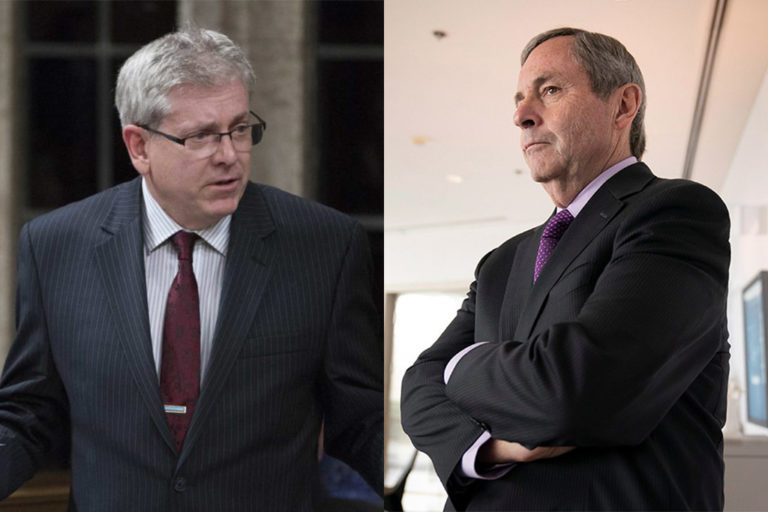 NDP ethics critic Charlie Angus and Palantir Canada president David MacNaughton.