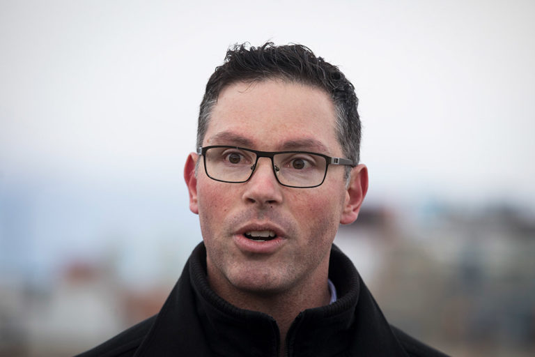 Then-justice minister Doug Schweitzer at a news conference in Calgary in December 2019.