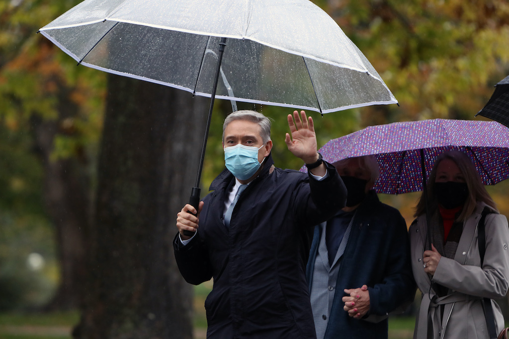 Returning Innovation Minister François-Philippe Champagne arrives at Rideau Hall in Ottawa for the cabinet swearing-in in October 2021.