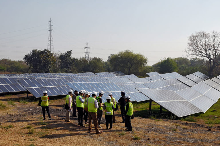 An Azure Power solar plant next to the defunct Indraprashta power station in New Delhi in March 2018. Caisse de dépôt et placement du Québec owns a majority stake in Azure.