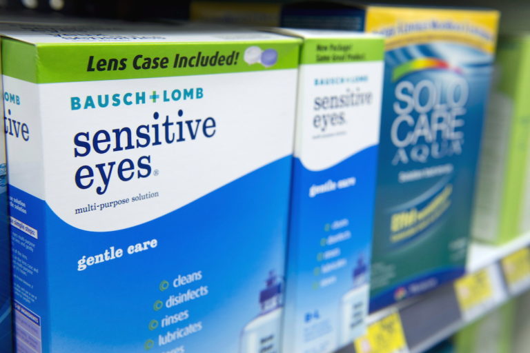 Bausch + Lomb products displayed in a Montreal store on May 27, 2013. (The Canadian Press/Paul Chiasson)