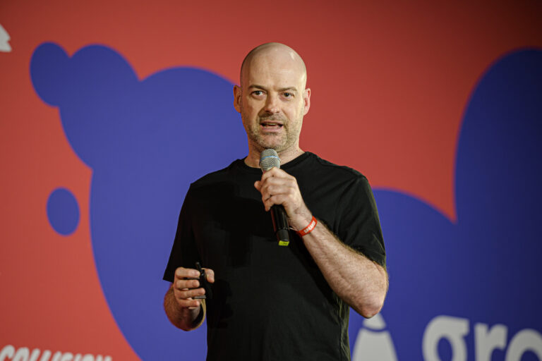 Xanadu CEO Christian Weedbrook speaking at Collision 2022 in Toronto in June 2022.