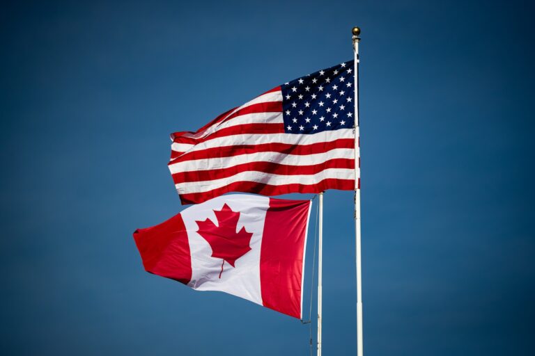 Canadian and U.S. flags