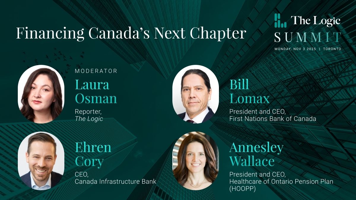 A panel entitled Financing Canada’s next chapter at The Logic Summit on Nov. 3, 2025.
