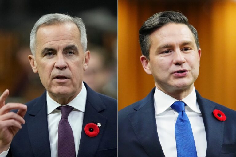 Side-by-side pictures of Mark Carney and Pierre Poilievre